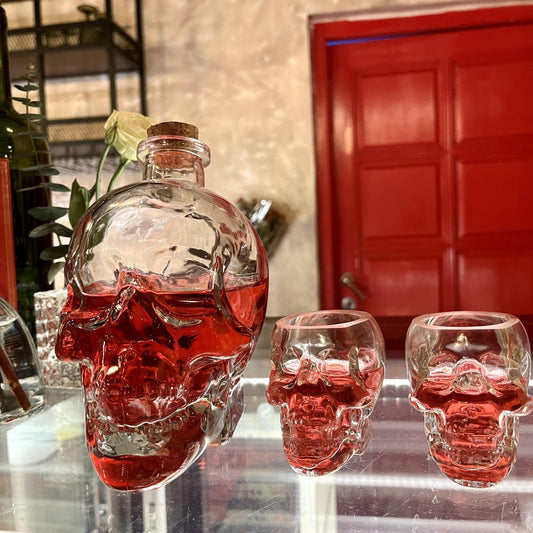 2-Piece Skull Decanter Set - 750ml Crystal Wine Decanter-1