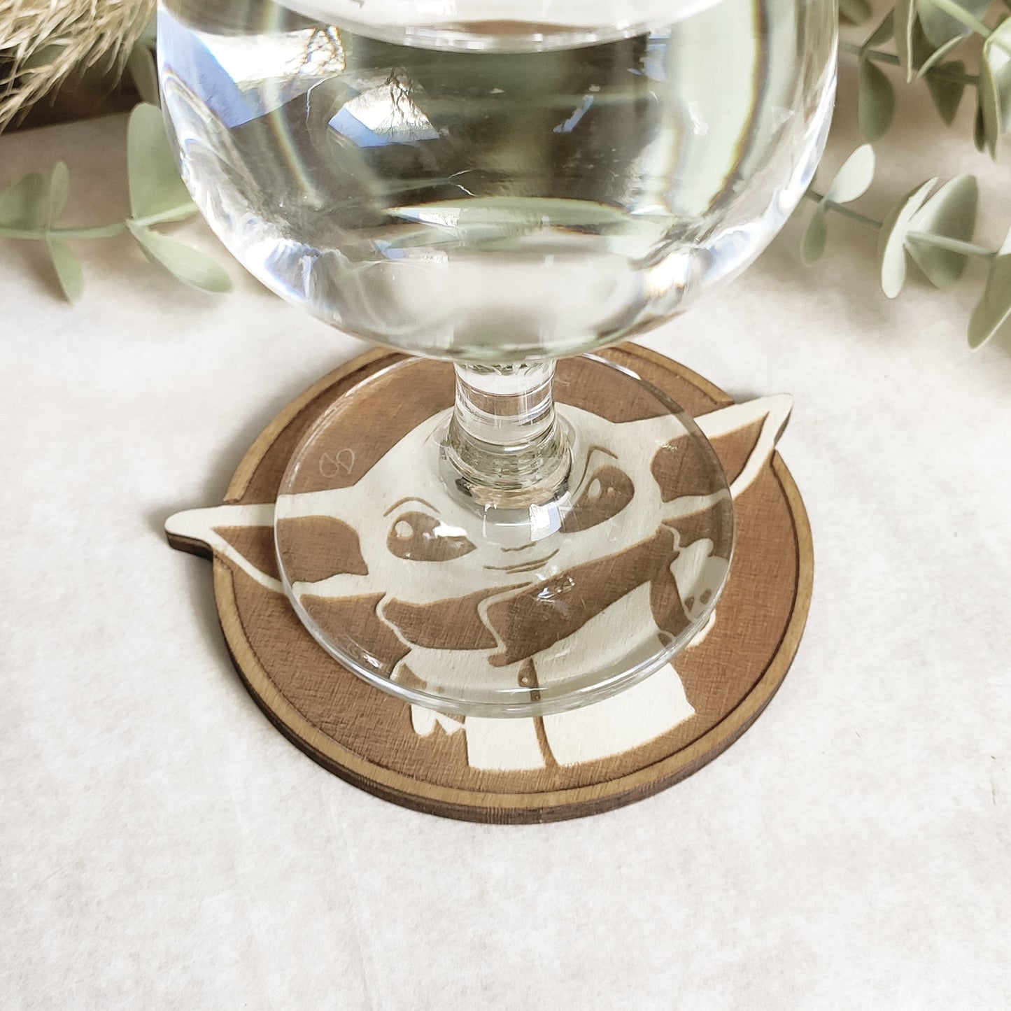 Set of 6 Star Wars Wooden Coasters - Handmade Gift - Housewarming - Wood Kitchenware - Baby Yoda - The Mandalorian-3